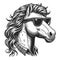 Stylish Horse with Sunglasses engraving raster