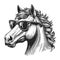 Stylish Horse with Sunglasses engraving vector