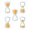 Stylish hourglass icon. Several options for the level of sand inside the watch, which show different times. Isolated