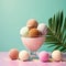 Stylish Ice cream in a dessert glass in a studio with a colorful background. Beautiful aesthetic composition of ice cream scoops