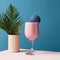 Stylish Ice cream in a dessert glass in a studio with a colorful background. Beautiful aesthetic composition of ice cream scoops