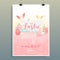 Stylish invitation card design with illustration of colorful eggs and bunny ears decoration on pink background.