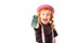 stylish kid in pink hat and suspenders showing smartphone with programs icons
