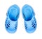 Stylish kids sandals on white background