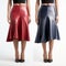 Stylish Leather Midi Skirts In Light Navy And Light Crimson