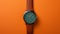 Stylish Leather Watch On Orange Background - Danish Design