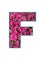 Stylish letter F text typography font lettering symbol graphic colorful natural spring magenta pink petunia flowers inside