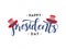 Stylish lettering of President`s Day with uncle sam hat on white background.