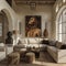 Stylish Living Room. Modern Interior Design. AI