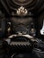 Stylish luxury elegant full black bedroom