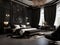 Stylish luxury elegant full black bedroom