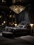 Stylish luxury elegant full black bedroom