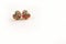 Stylish luxury heart earrings with colorful gems on white backgr