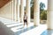 Stylish man in the ancient Greek Museum with columns