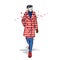 Stylish man in a coat and trousers. Vector illustration. Fashion & Style. Clothes and accessories.