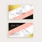 Stylish marble business card with geometric gold and pastel colo