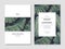Stylish minimalistic design template for a wedding card with tropical foliage of banana palm