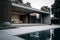 Stylish modern exterior house with swimming pool, Generative AI