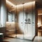 Stylish modern walk in shower unit in pristine bathroom