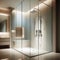 Stylish modern walk in shower unit in pristine bathroom