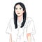 Stylish Modern Woman: Illustration of a Chic Lady with Sleek Black Hair