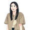 Stylish Modern Woman: Illustration of a Chic Lady with Sleek Black Hair