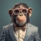 Stylish Monkey: A Groovy Chimp In Glasses And Suit