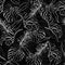 Stylish monotone black and white color of Floral and tropical le