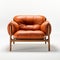 Stylish Orange Armchair With Wood Frame - Soft And Rounded Design