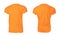 Stylish orange t-shirts on white background, collage. Space for design