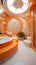 Stylish orange and white luxury bathroom