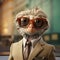 Stylish Ostrich In Sunglasses: A Photorealistic Urban Scene