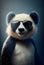 Stylish panda in sunglasses. Photo in old color image style. AI Generative