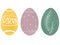 Stylish pastel easter eggs with branch and dots. Modern simple hand drawn illustration, greeting card sign. Green, yellow, pink