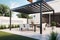 Stylish Patio Oasis with Pergola, Awning, Dining Set, Chairs, and Grill
