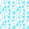 Stylish pattern with cyan blue watercolour hearts