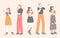 Stylish people in doubt flat illustration. Pretty girls, guys making decision with uncertain facial expressions and