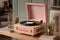 Stylish pink record player. Generate ai