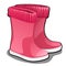 Stylish pink rubber boots or wellingtons isolated on white background. Vector cartoon close-up illustration.