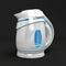 Stylish plastic electric kettle isolated on black background. 3d illustration, 3d rendering
