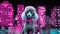 Stylish Poodle\\\'s Night City Pose