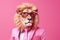 Stylish portrait of dressed up anthropomorphic Animal wearing glasses, AI Generative