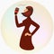 Stylish pretentious girl drinking a hot drink. The woman is crazy about coffee. Lady with a plastic cup. Promotion of