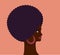 Stylish profile portrait of an African woman. Head of dark skin woman with voluminous hairstyle. Vector flat illustration