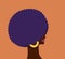 Stylish profile portrait of an African woman with voluminous hairstyle that hides the eyes. Vector flat illustration