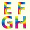 Stylish Rainbow Alphabet. E F G H