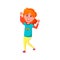 stylish redhead girl dancing with friends on children discotheque cartoon vector