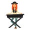 Stylish redhead girl plays electric piano illustration