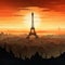 Stylish Retro Futuristic Poster, eiffel tower at sunset