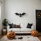 Stylish room interior with creative Halloween decor